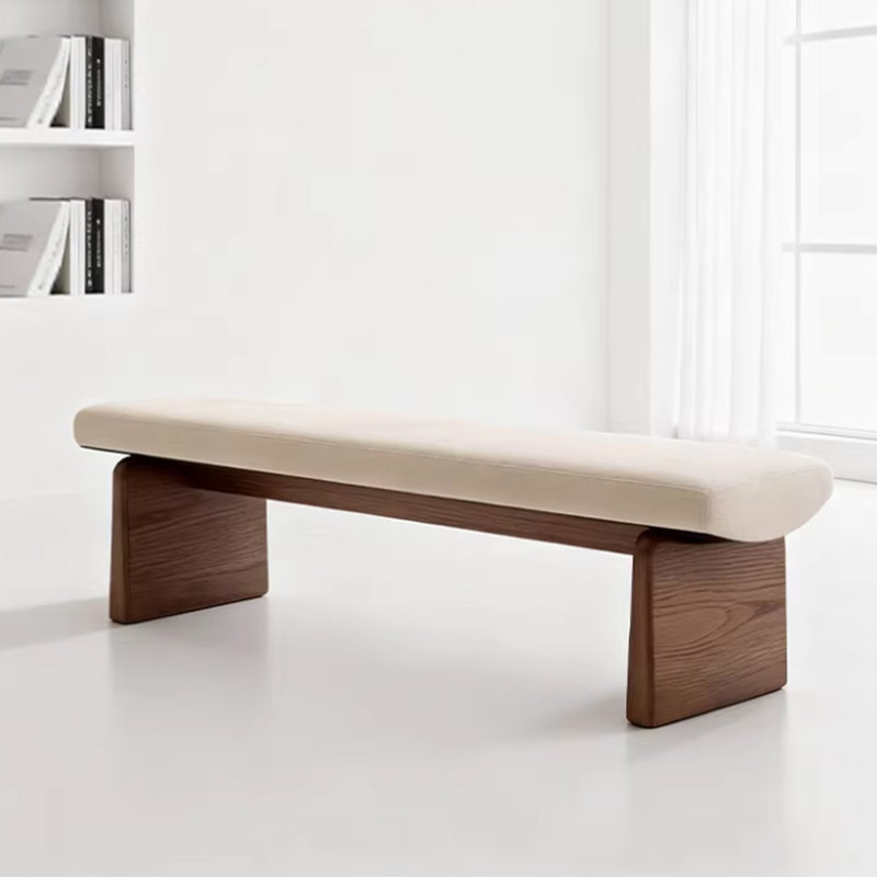 Banc rembourré en bois massif blanc, Blanc