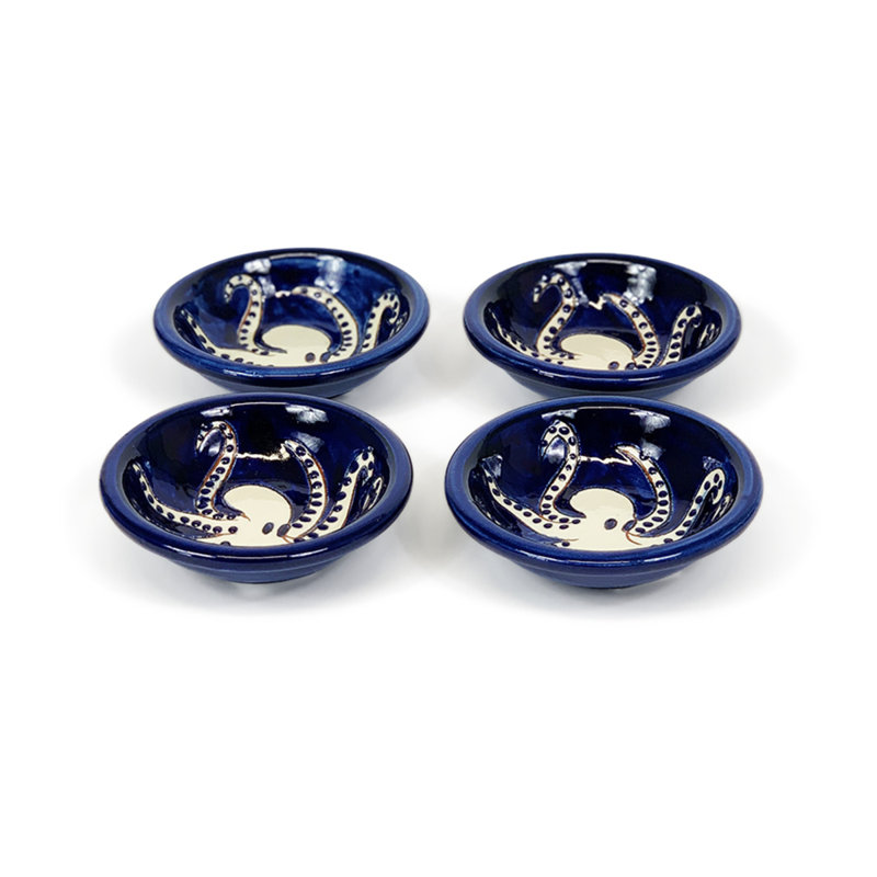 Calliope 80ml Handmade Ceramic Dessert Bowl, Blue/Black/White
