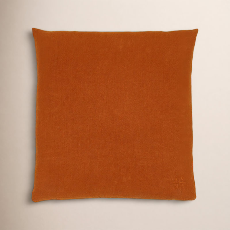 Simple Linen Pillow Cover & Insert, Square 22", Terracotta
