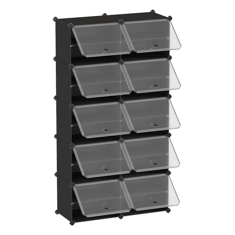 10 Tier 40 Pairs Shoe Rack Organizer, Shoe Storage Cabinet for Closet, Black,  49.1'' H x 49'' W x 12.6'' D