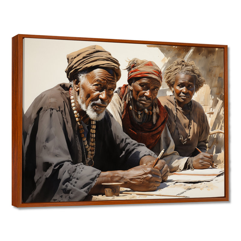 «African Legacy I» sur toile, H 16 po x l 32 po x P 1 po, Cadre flottant brun