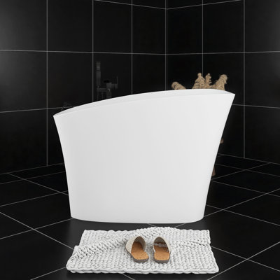 51 in. Freestanding Soaking Solid Surface Bathtub with Integrated Seat