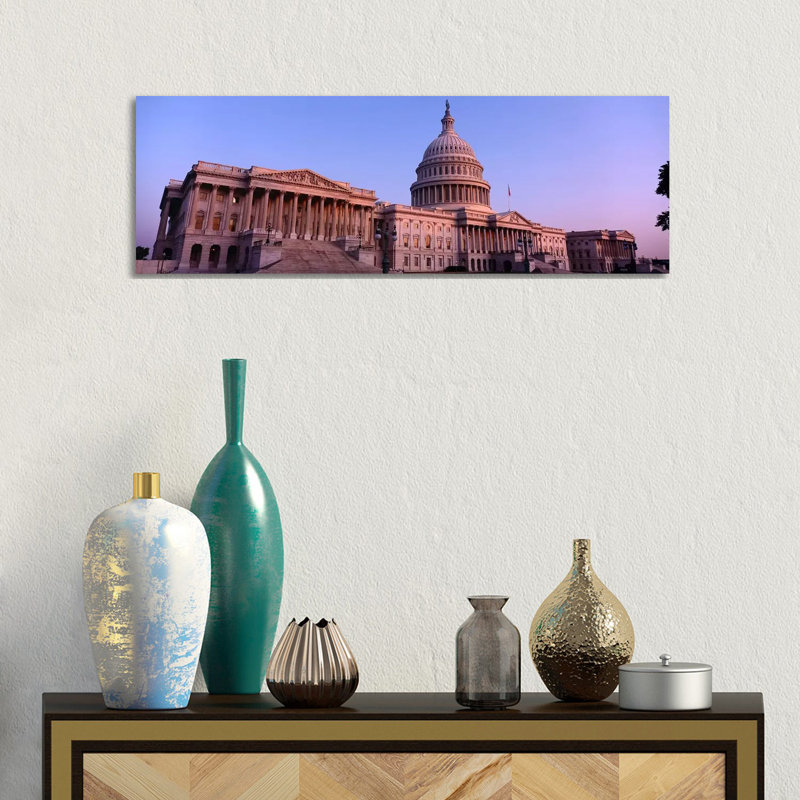 Low Angle View Of A Government Building, Capitol Building, Washington DC, USA - Wrapped Canvas Panoramic Print