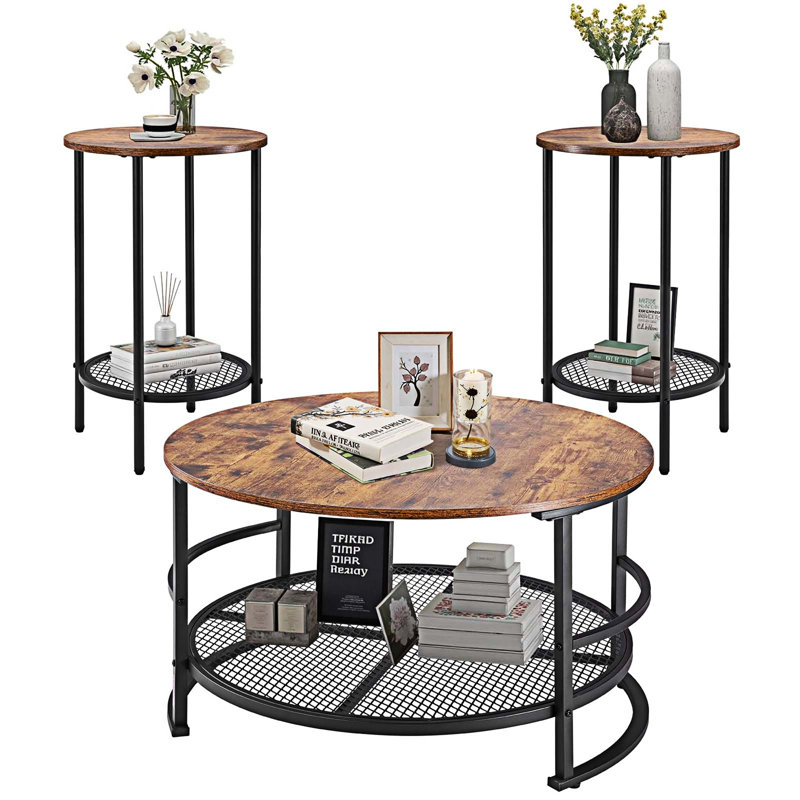 Ensemble de 3 tables basses avec tablette