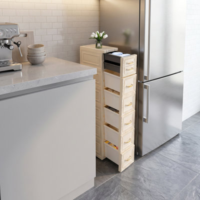 Meuble de rangement roulant mince à 7 tiroirs, chariot de rangement en plastique à espace réduit avec roulettes