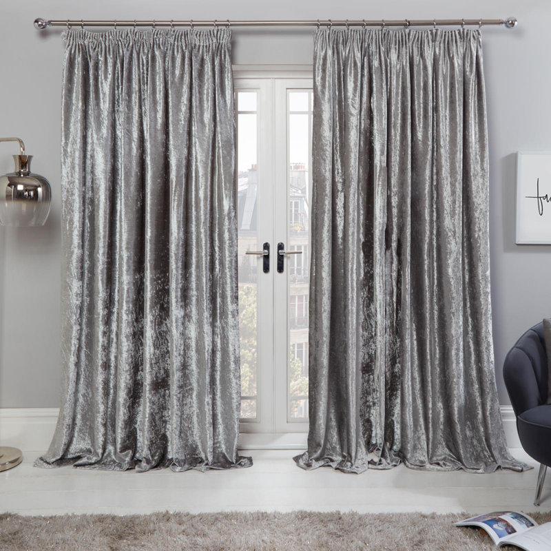 Denson Room Darkening Curtain Pair, Silver, Width 168 x Drop 137 cm