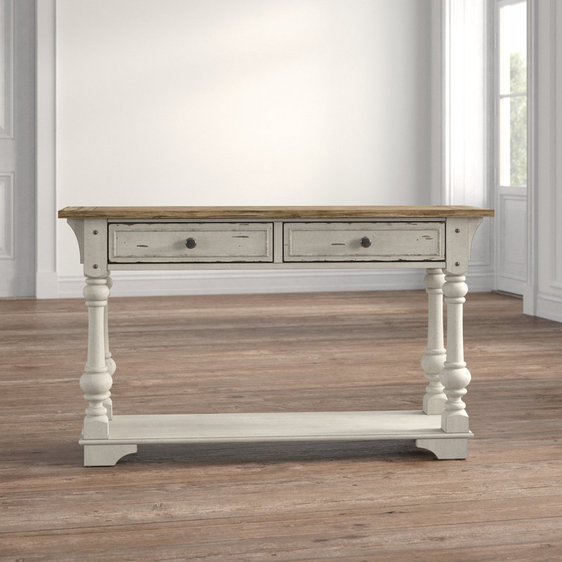 Morgan Creek Antique White Rectangular Console Table with Storage