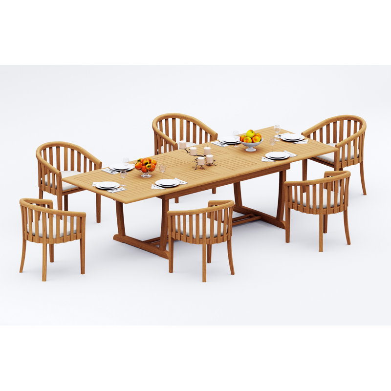 Lenong Teak Wood Patio Dining Set with, 6