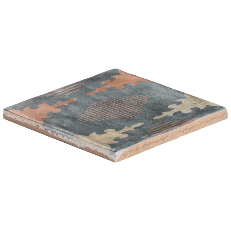 Paula Purroy Talia 5x5 Matte Ceramic Tile, Aztec Blue Terracotta