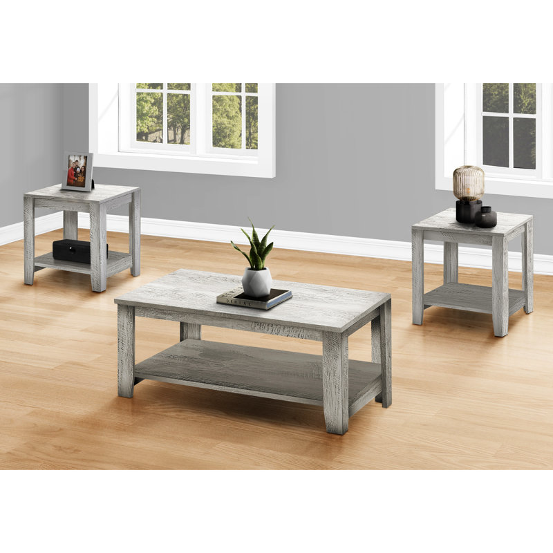 3 pièces Table grise pour la maison - Tables basses, de bout, d'appoint avec options de rangement contemporaines