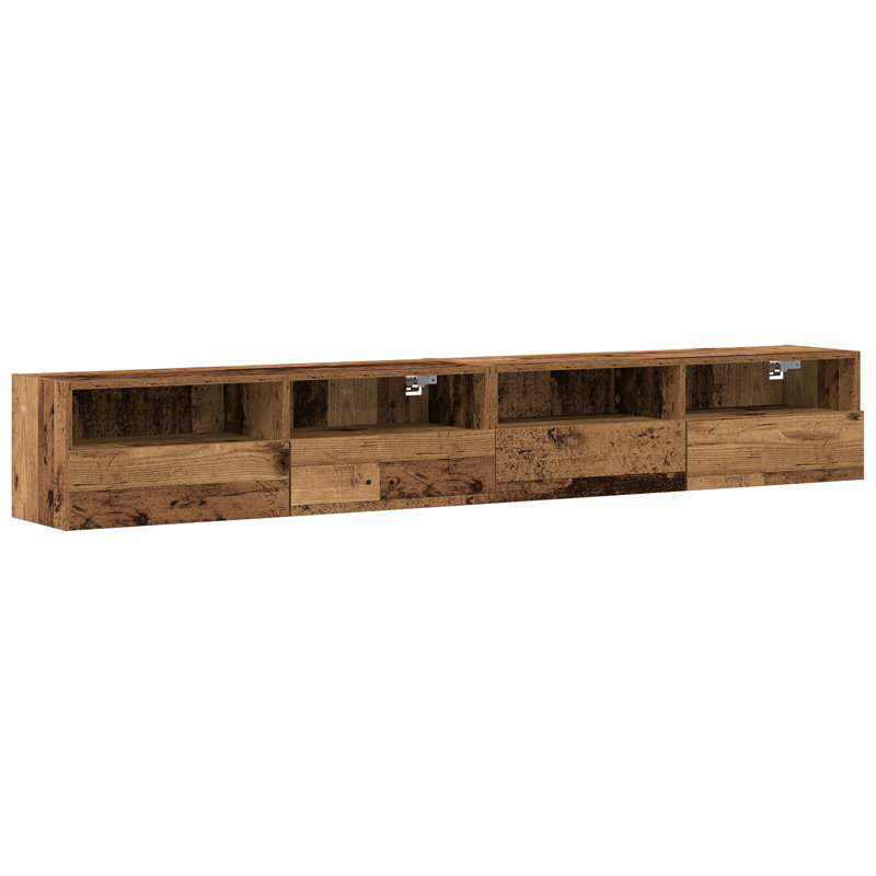 TV Wall Cabinet Wood Medium TV Stand Rectangular, Old Wood