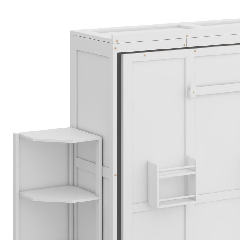 Lit escamotable avec armoire murale cachée, Blanc