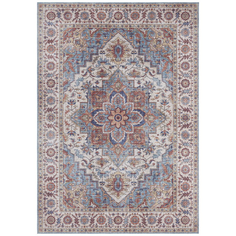 Anthea Machine Woven Blue/Brown Indoor Rug, Rectangle 80 x 150cm