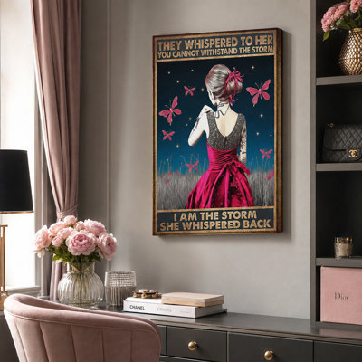 «I Am The Storm Woman In Pink Gown», art mural sur toile - Décoration de salon, de chambre à coucher ou de bureau