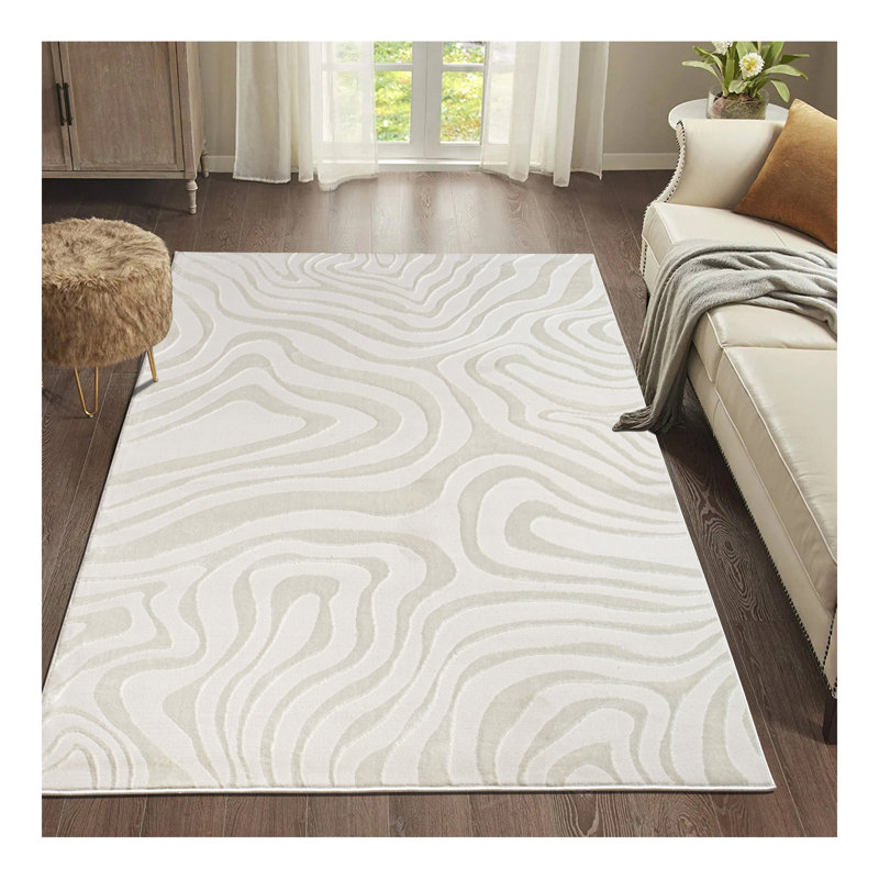 Tapis à motif abstrait crème "Ava", Rectangle 7 pi 11 po x 11 pi 2 po