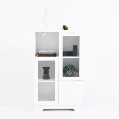 Ebern Designs Cabinet With Glass Doors - Stylish Practical For Bedroom Painted Doors, Storage Living Space
