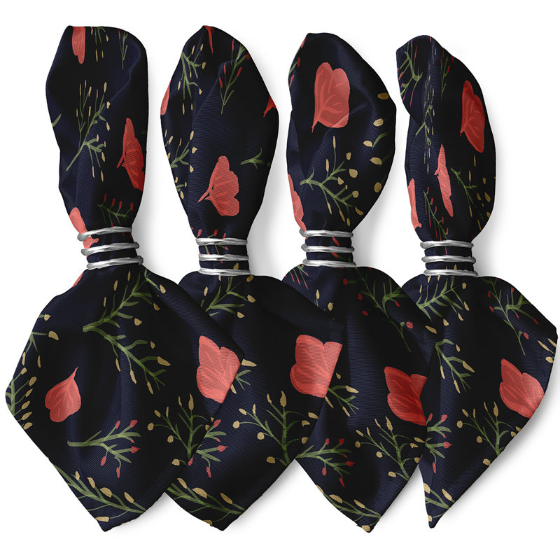 Chrishanda Spring Blooms Napkins, Navy