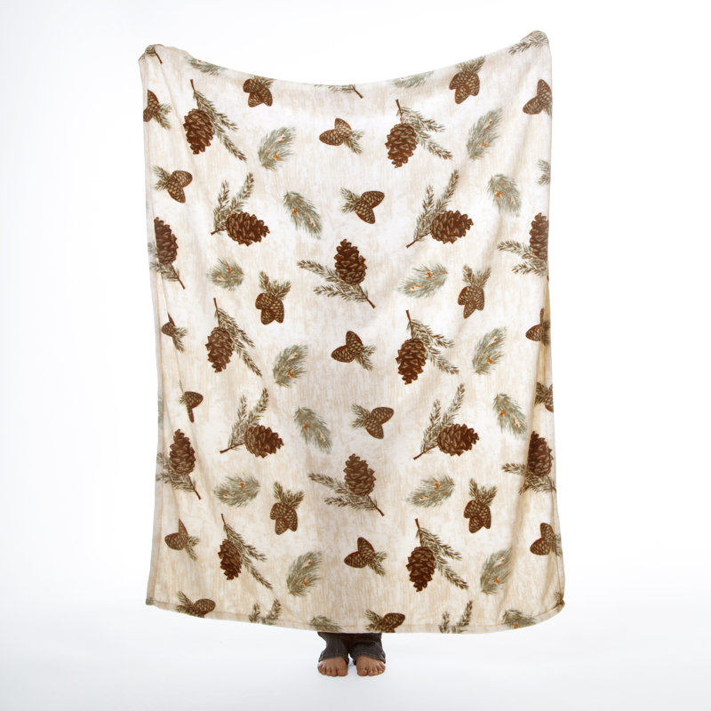 Rustic Pine Lightweight Fleece Sherpa Reversible Throw Blanket