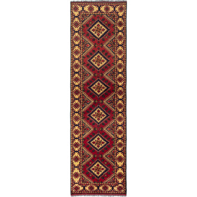 Tapis de couloir unique en laine noué à la main style Serapi bourgogne / noir / crème des années 2010 de 2 pi 8 po x 9 pi 9 po Clarktown