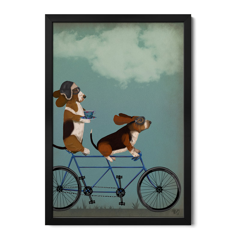 Affiche haut de gamme Basset Hound Tandem par Fab Funky, H 24 po x l 16 po