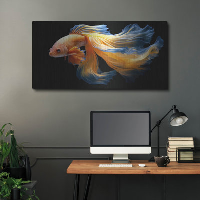 Ivy Bronx «Fighting Fish Blue and Yellow» par Luxe Portfolio, art mural en métal