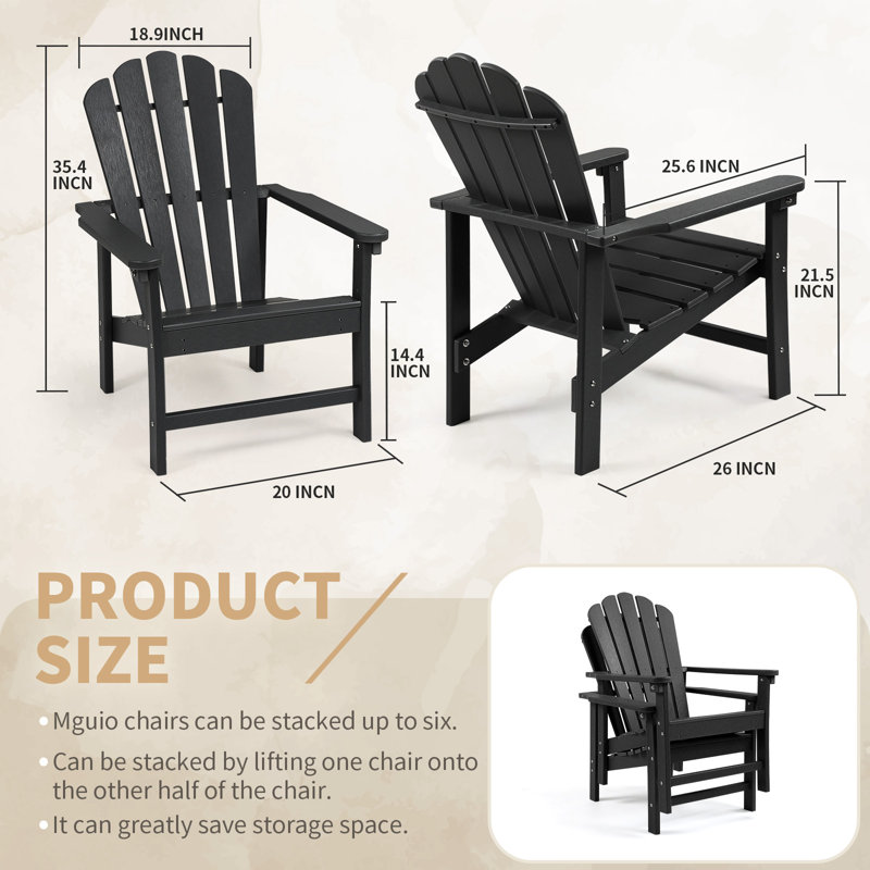 Blancheville HDPE Stacking Adirondack Chair, Black