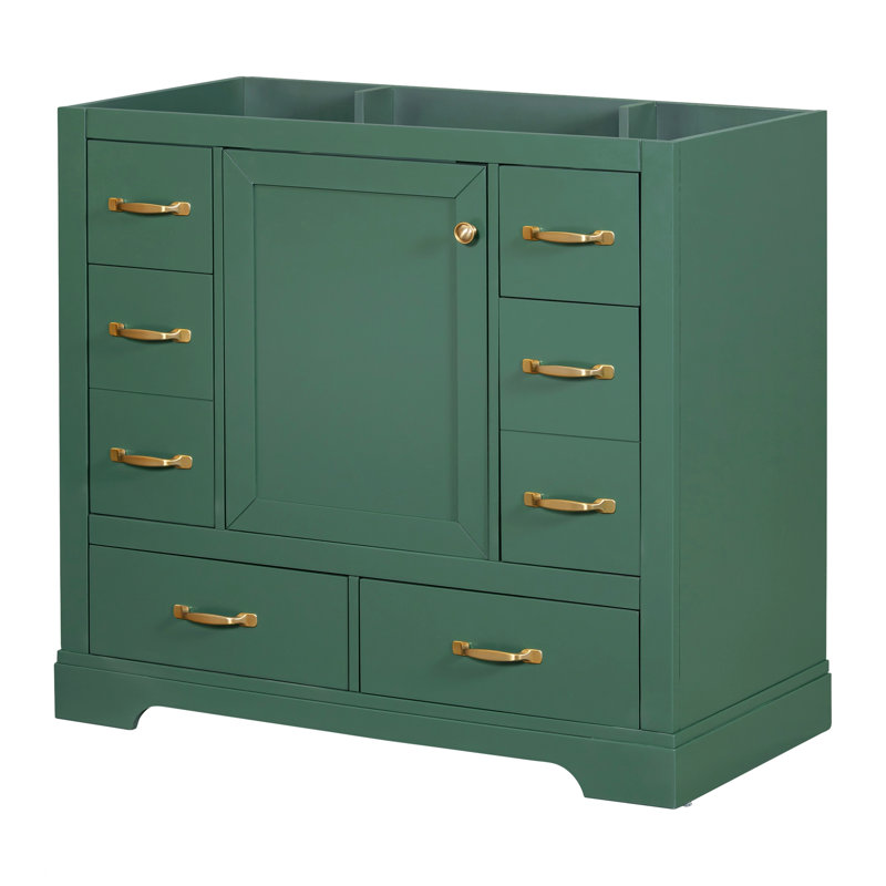 Armoire de salle de bain avec tablette réglable et six tiroirs
