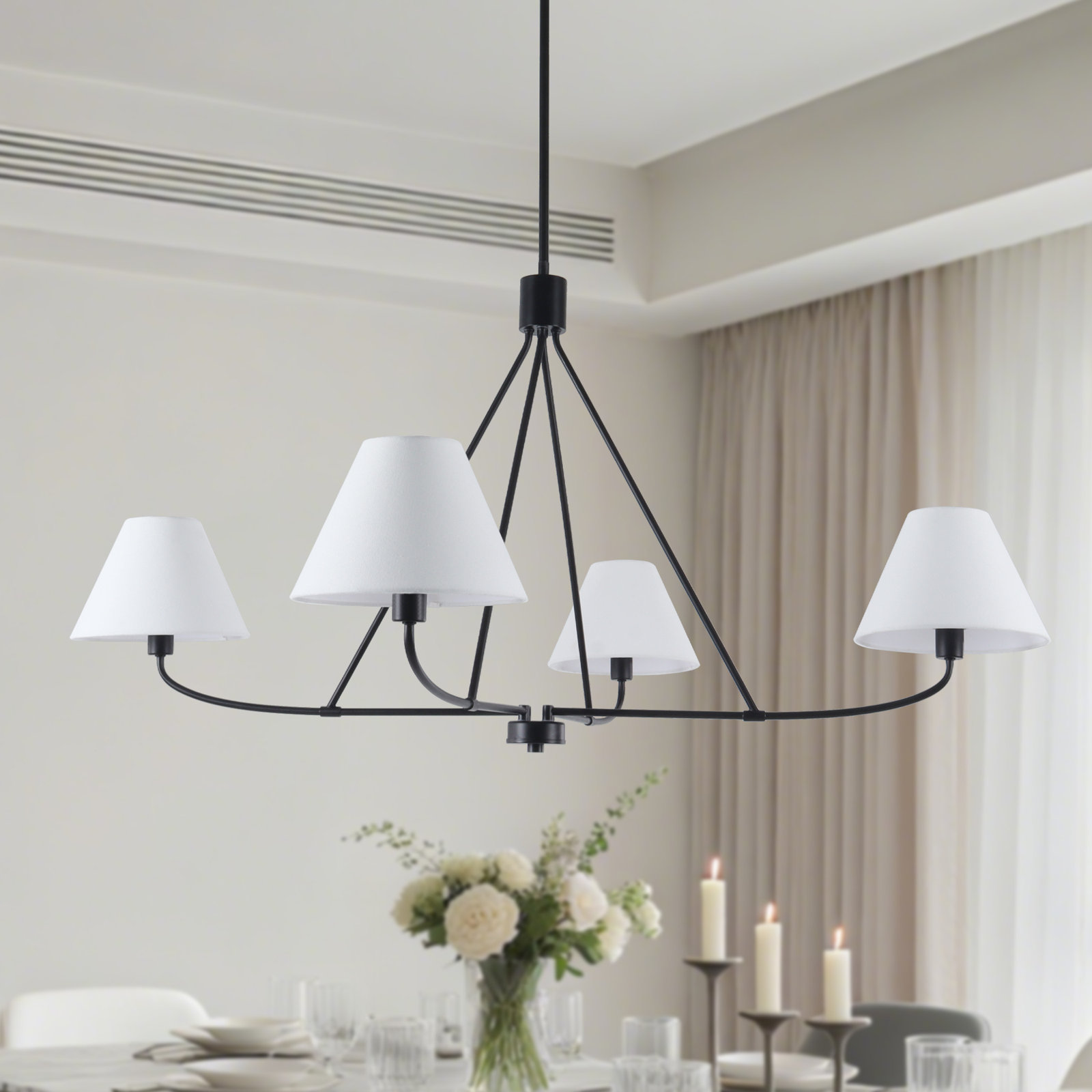 Iron 4-Light Chandelier, Matte Black