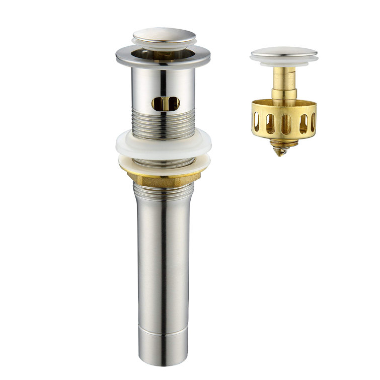 Metal Pop Up Drain Strainer Stopper with Overflow for Bathroom Vessel Sink with Detachable Basket