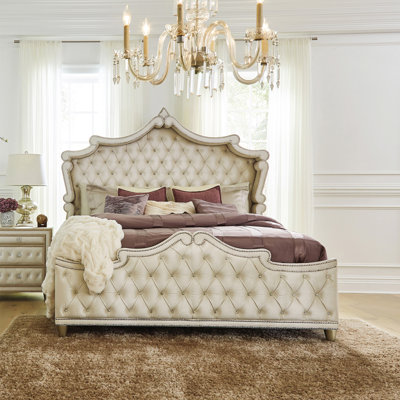 Upholstered Queen Bed In Ivory And Camel -  Rosdorf Park, 4F98B1722B14491AB9DBB12EECC3284C