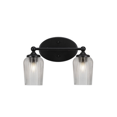 Jaeron 2 Light Bath Bar Shown With 5" Clear Textured Glass