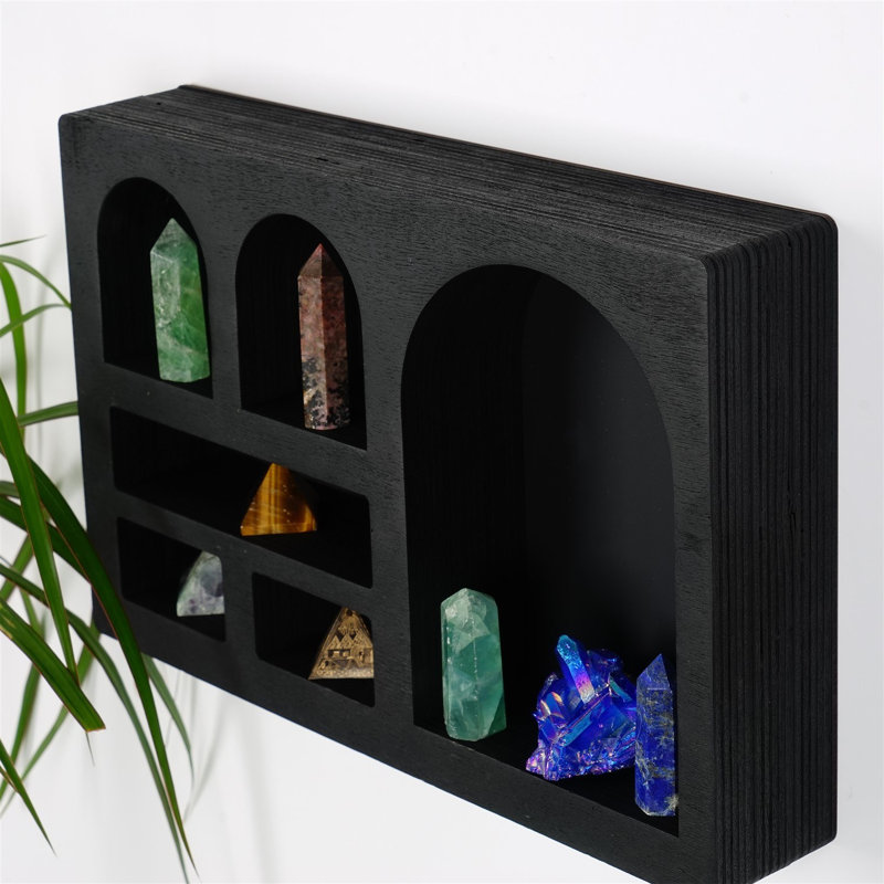 Colesen Modern Black Wall Shelf, 13.8 x 9.1 x 2.4 inches | 100% Solid Wood Construction, Multiple Shelves | Stylish Wall-Mounted Design for Home & Office | Durable, Elegant, and Functional Storage Solution