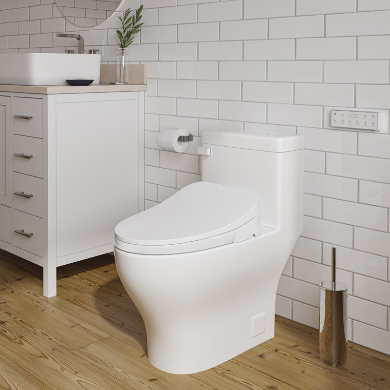 Siège de bidet électronique allongé iWASH S-12 avec télécommande sans fil, eau chaude, sécheuse et désodorisant intégré