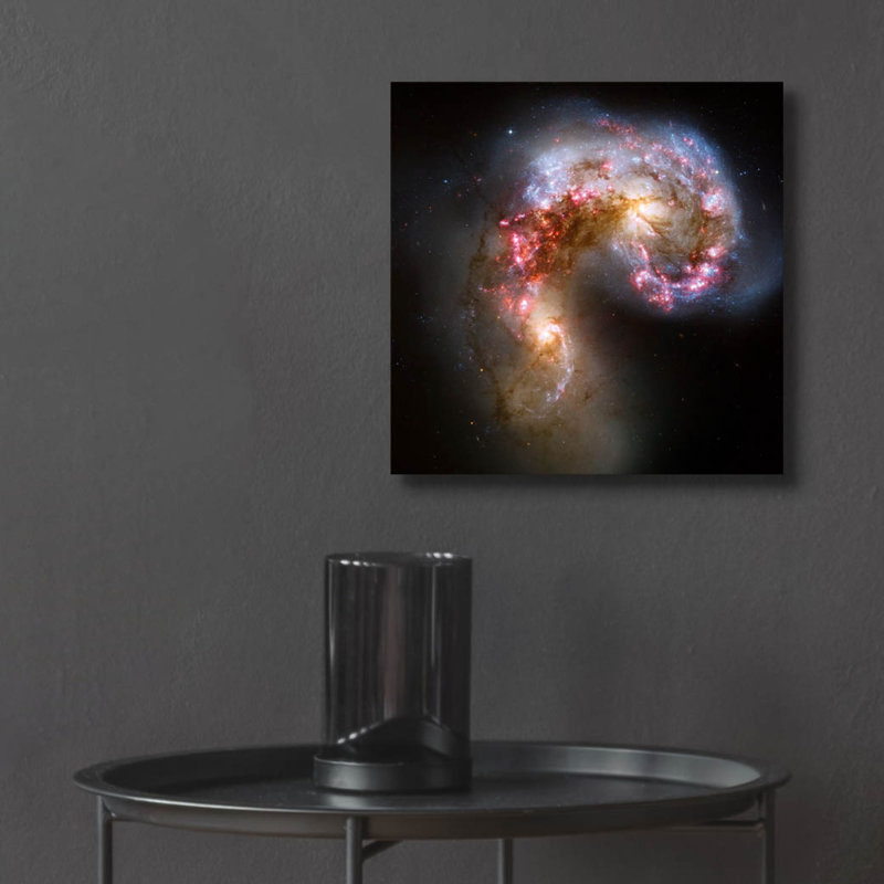  «Antennae Galaxies» par la téléscope Hubble de la NASA, art mural en verre acrylique, 12 po x 12 po