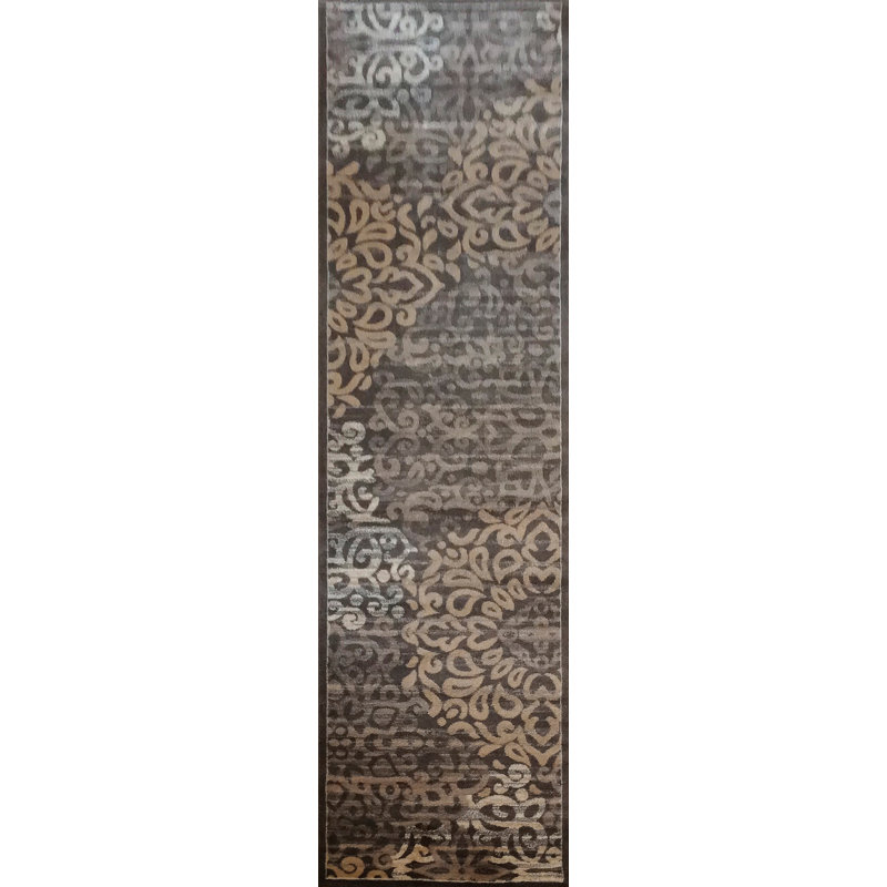 Tapis brun / ivoire Pisa, Tapis de couloir 2 pi 2 po x 7 pi 7 po