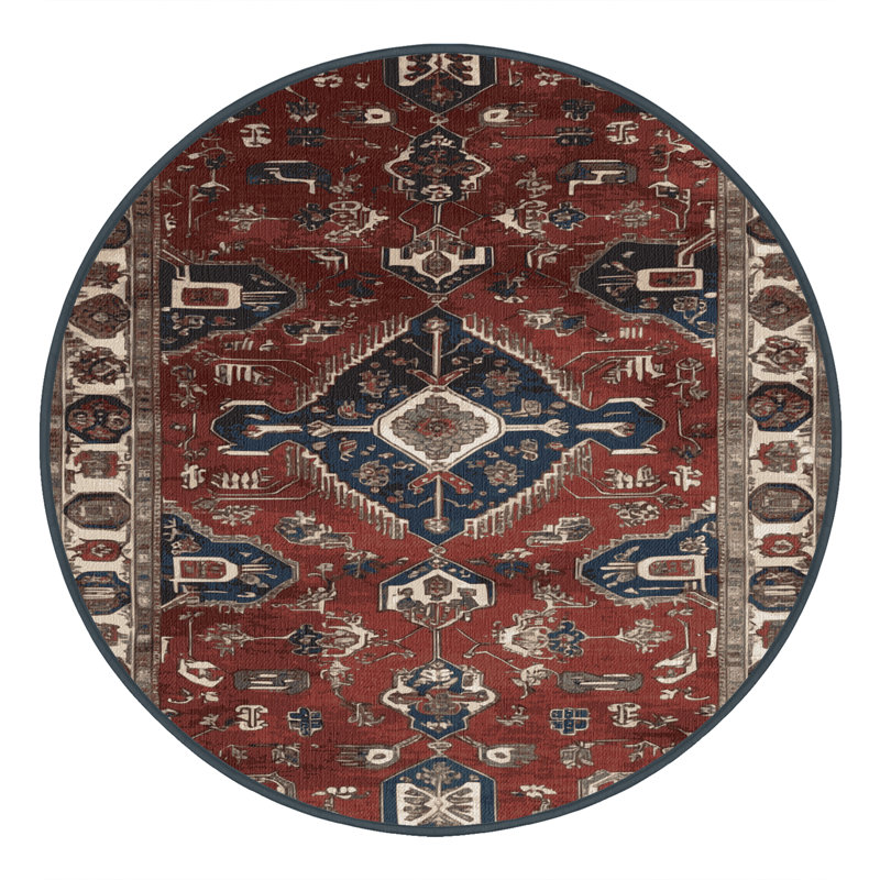 Tapis brun lavable à la machine, Rond 3 pi