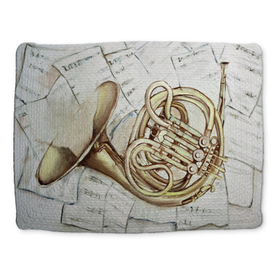 Horn on Music Sheet Braided Placemat | Bedroom Decor