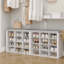 Banc de rangement pour chaussures avec coussin, banc de rangement pour hall d'entrée avec 24 casiers, armoire de rangement élargie de 9,5 po, support à casiers long pour le salon, la chambre à coucher, le vestibule, blanc-705587360-706671068