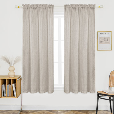 Jep Linen Blended Semi Sheer Rod Pocket Curtain Pair