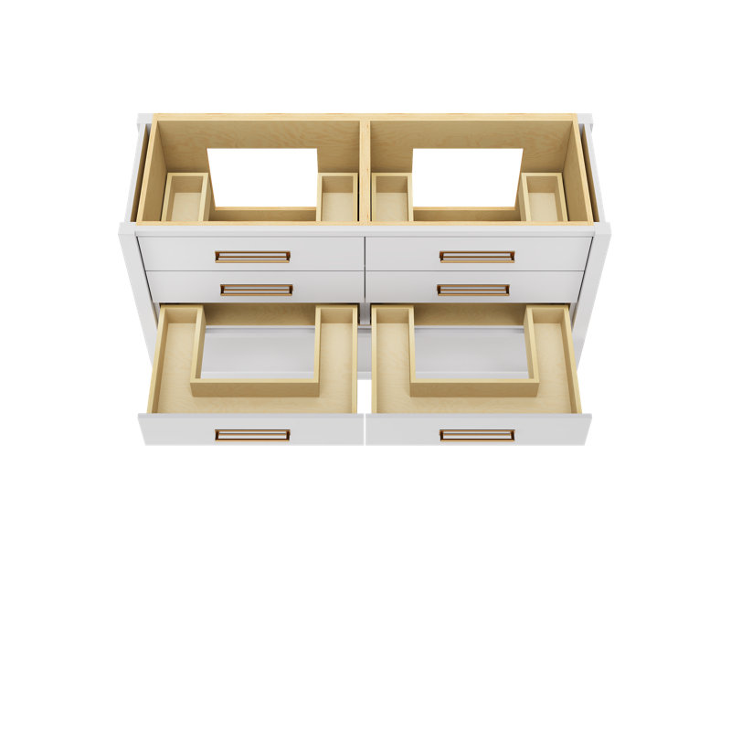 Meuble-lavabo double tiroir Kiawah, Blanc résistant, Or satiné, 60"