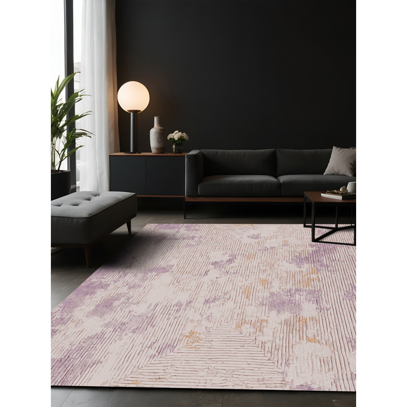 Tapis gris soyeux et moelleux, Rectangle 4 pi x 6 pi