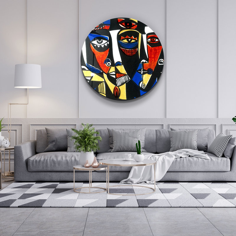 Decorative Tempered Glass Painting, 23.62" H x 23.62" W