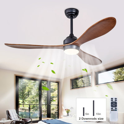 52'' 3 - Blade Classic Propeller Ceiling Fan With Remote Control And LED Light Included