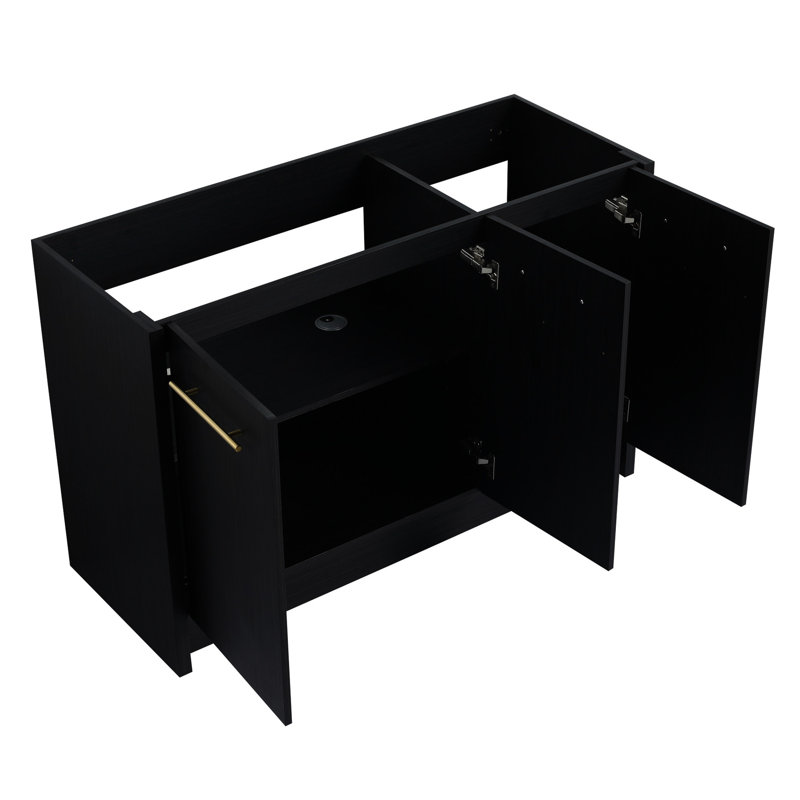 Meuble-lavabo 48 po avec lavabo en résine, porte souple, élément moderne, présentoir en châtaignier noir, lavabo en forme de contreplaqué, armoire à charnière, apparence, matériau