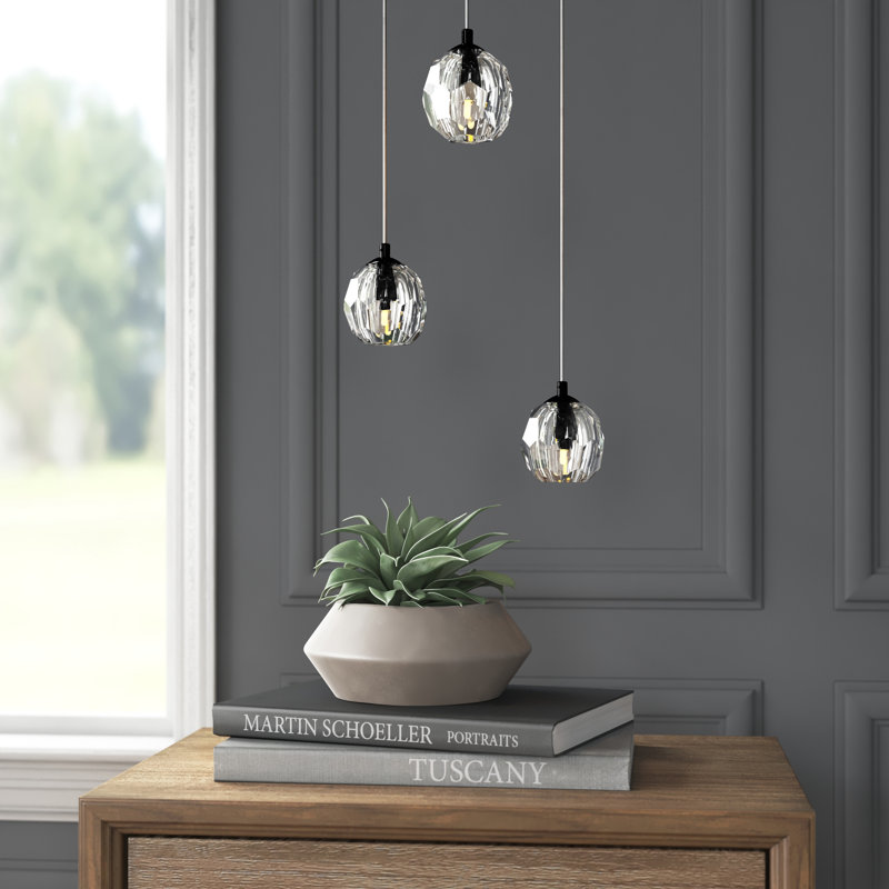 Luminaire suspendu Swampscott, Noir, Trois lumières, H 83 po x l 11,8 po x P 3,7 po