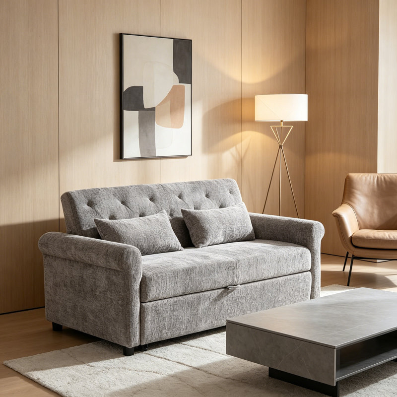 Sleeper Sofa Convertible Sofa Bed Sofa Arm Sofa Bed Couch Sleep Sofa Comfy Sofa Modern Sofa, Light Gray
