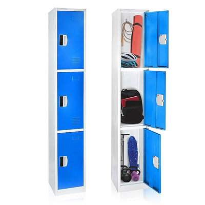 Casier de rangement 72 po à 3 niveaux en acier avec serrure numérique