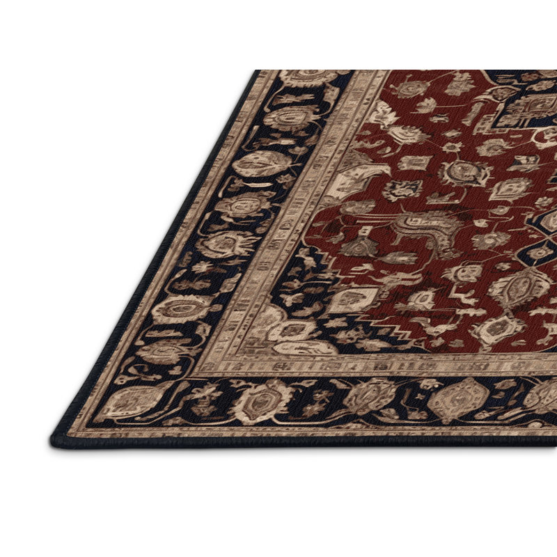 Tapis persan noir lavable à la machine, Rectangulaire 8 pi x 12 pi