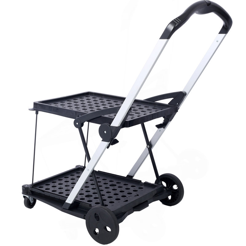 Chariot utilitaire pliable Chariots utilitaires pliables multi-usage à 2 niveaux avec paniers Carrito Para Supermercado Con Ruedas