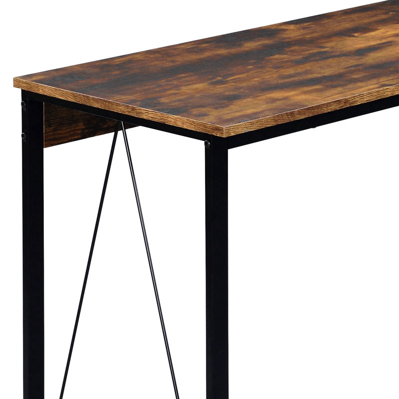 Bureau d'écriture rectangulaire avec base en métal, H 28 po x l 47 po x P 19 po, Chêne antique